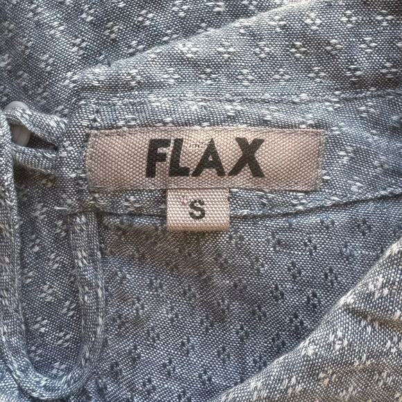 Flax Linen Oversized Boxy Fit Jacquard Peter Pan Collar Starlet Top Size S - Picture 5 of 6